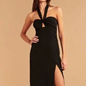 Abercrombie and Fitch Knot Front Cutout Halter Midi Dress